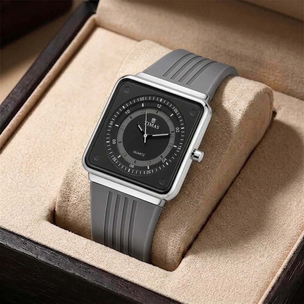 Timas Geometric Series|Minimalist Square Architecture with Track Dial Layout