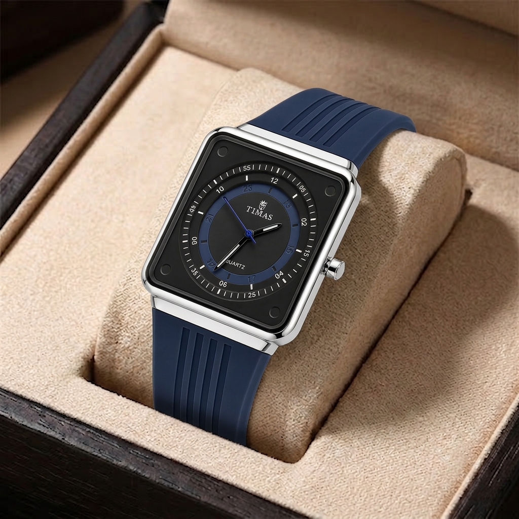 Timas Geometric Series|Minimalist Square Architecture with Track Dial Layout