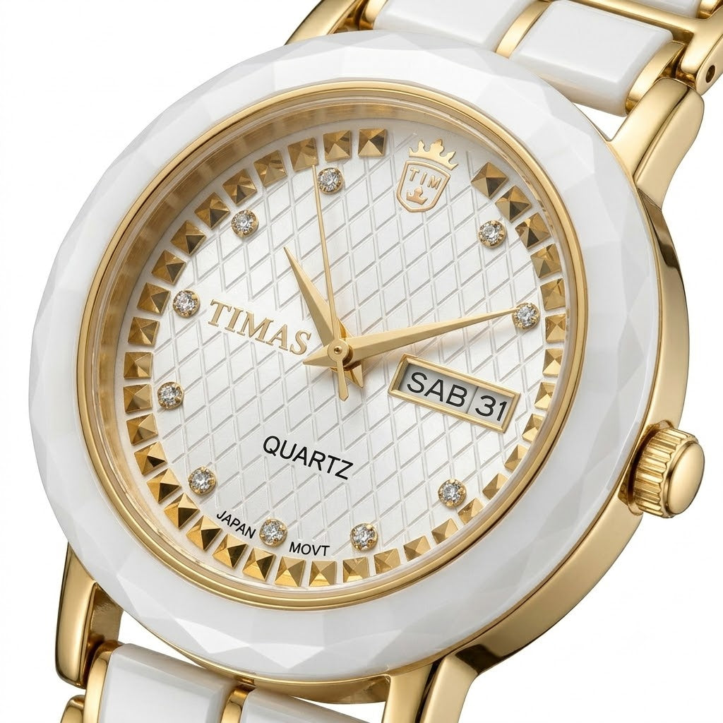 TIMAS Ceramic Diamond-Facet Edition | High-Tech Ceramic Day-Date Quartz Watch