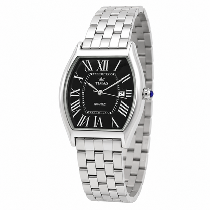 TIMAS Tonneau Case Edition | Roman Numeral Date Display Metallic Quartz Watch (AWTM-00290)