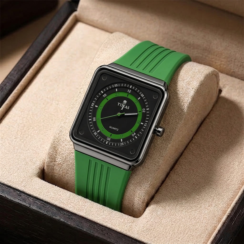 Timas Geometric Series|Minimalist Square Architecture with Track Dial Layout