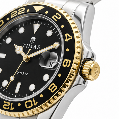 Timas Men’s Silver & Black Classic Watch (AWTM-0020)