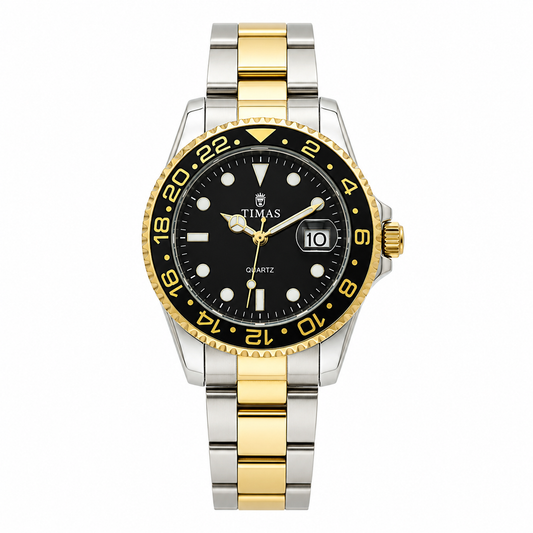 Timas Men’s Silver & Black Classic Watch (AWTM-0020)