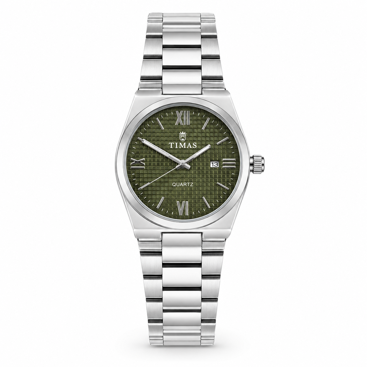 TIMAS Luxury Integrated Steel Quartz Watch with Grid Pattern Dial (AWTM-00303)