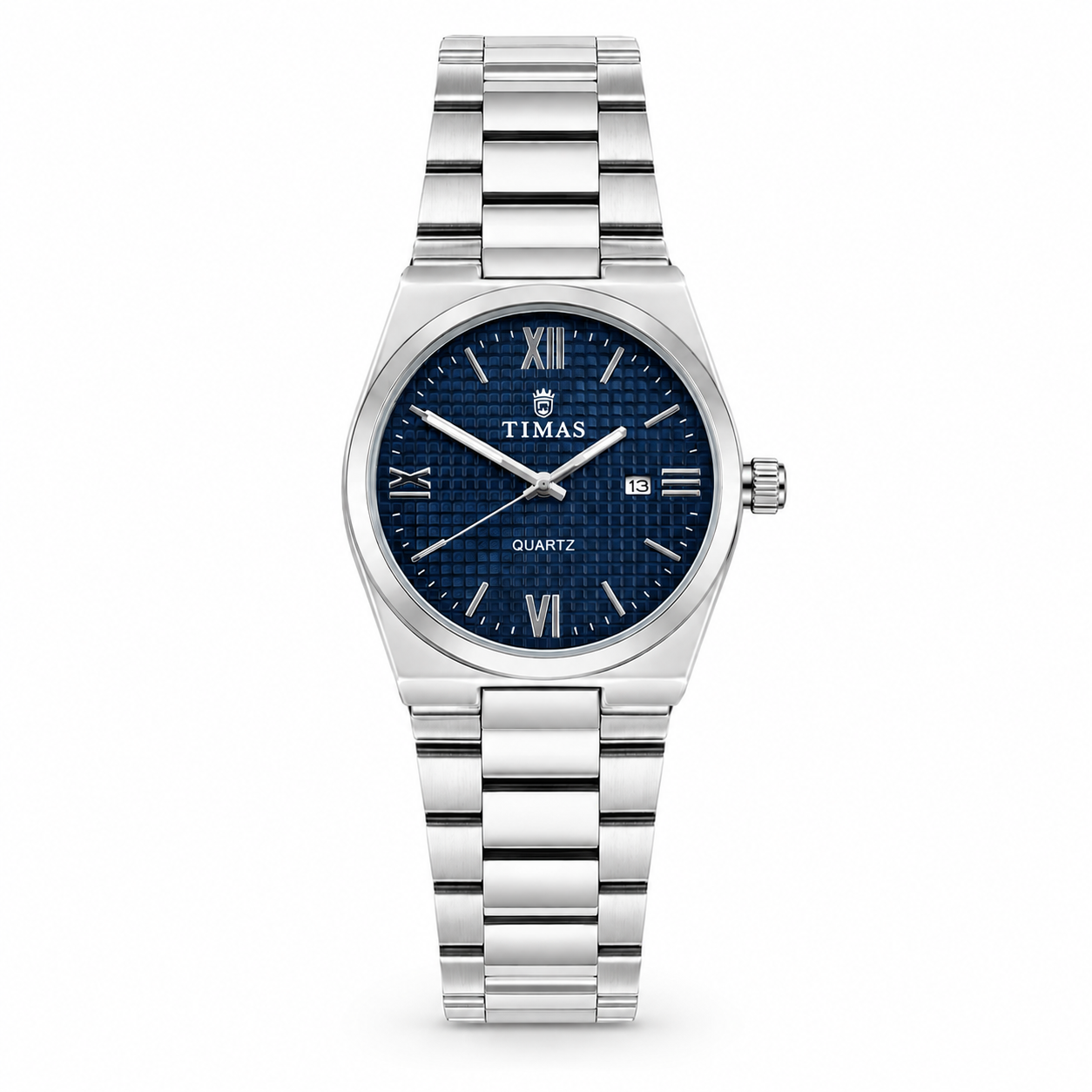 TIMAS Luxury Integrated Steel Quartz Watch with Grid Pattern Dial (AWTM-00303)