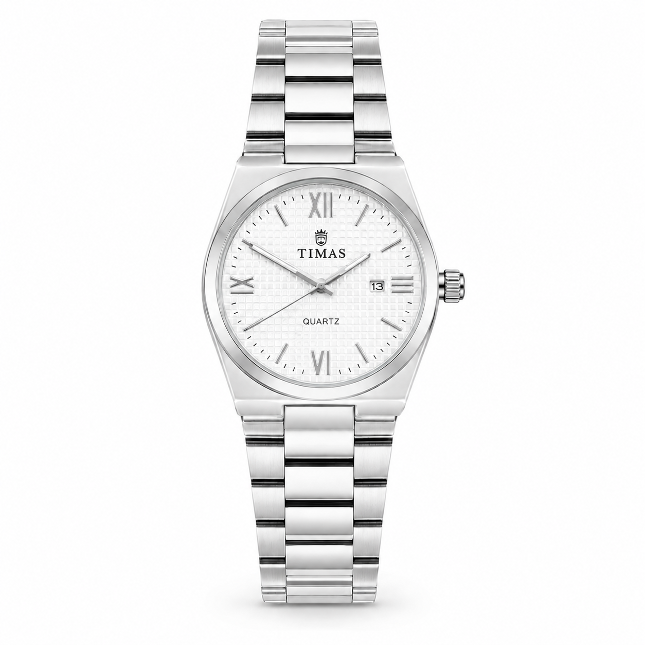 TIMAS Luxury Integrated Steel Quartz Watch with Grid Pattern Dial (AWTM-00303)
