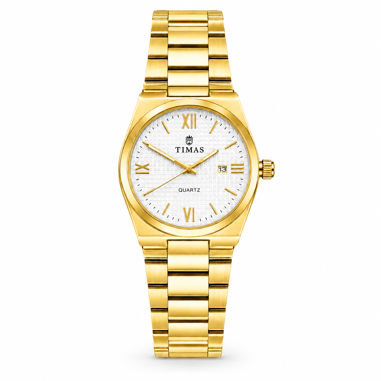 TIMAS Luxury Integrated Steel Quartz Watch with Grid Pattern Dial (AWTM-00303)