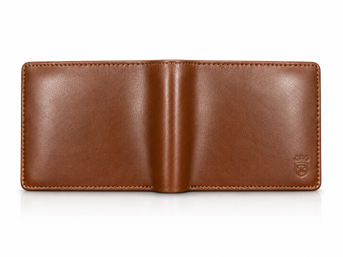 TIMAS Classic Tan Leather Bifold Wallet with Wooden Gift Box