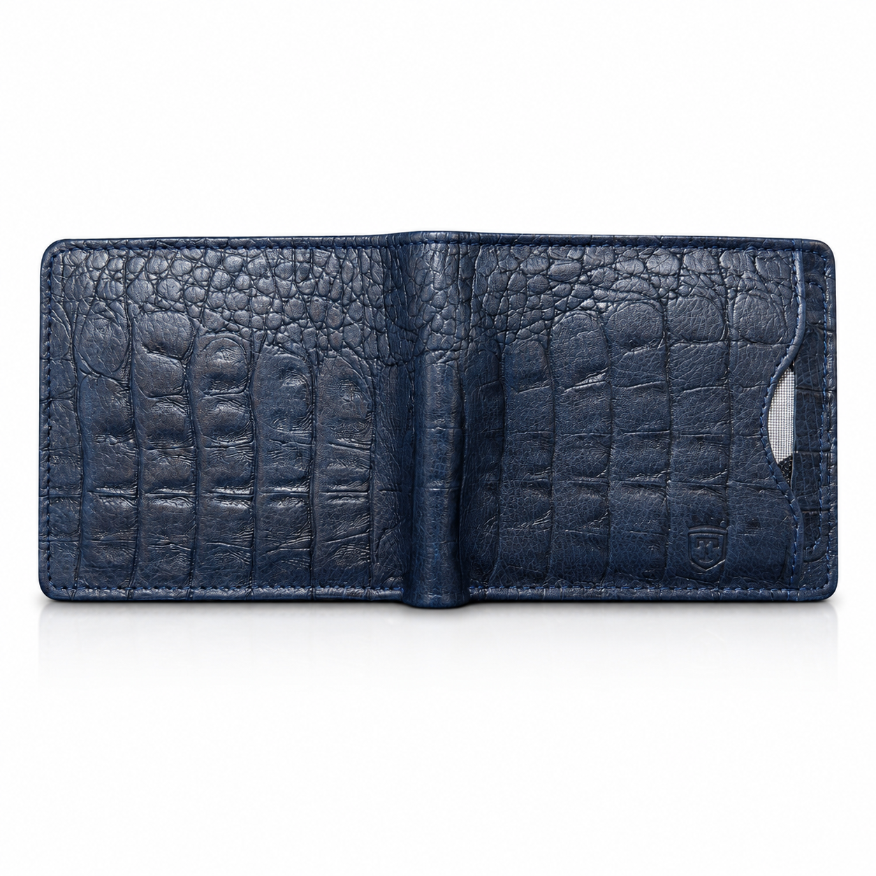 TIMAS Crocodile Textured Leather Bifold Wallet with Coin Zipper & Quick Card Slot