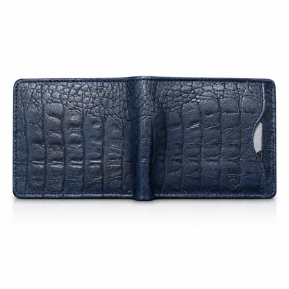 TIMAS Crocodile Textured Leather Bifold Wallet with Coin Zipper & Quick Card Slot
