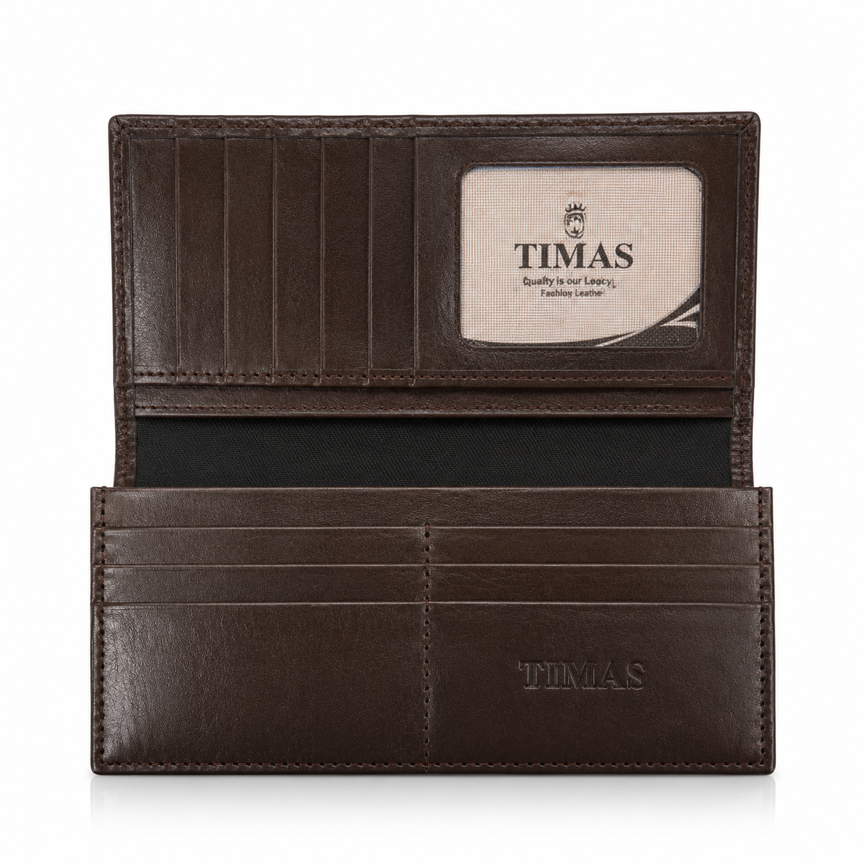 TIMAS Premium Long, Leather Executive Wallet with Wooden Box