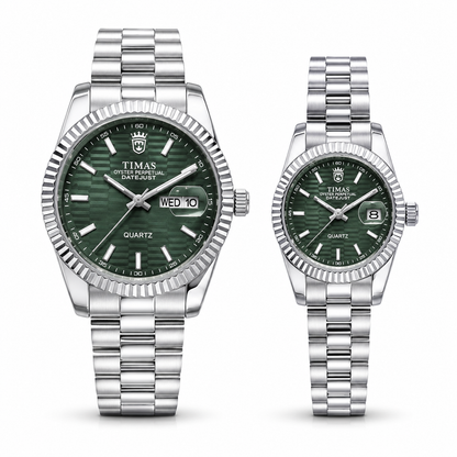 TIMAS Oyster Perpetual Datejust Green Dial Couple Watch Set (AWTC-00298)