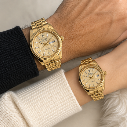 TIMAS Oyster Perpetual Datejust Green Dial Couple Watch Set (AWTC-00298)