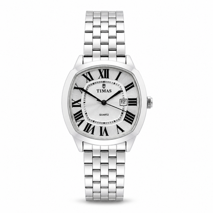 TIMAS Luxury Cushion Case Quartz Watch with Two-Tone Stainless Steel Bracelet (AWTM-00299)