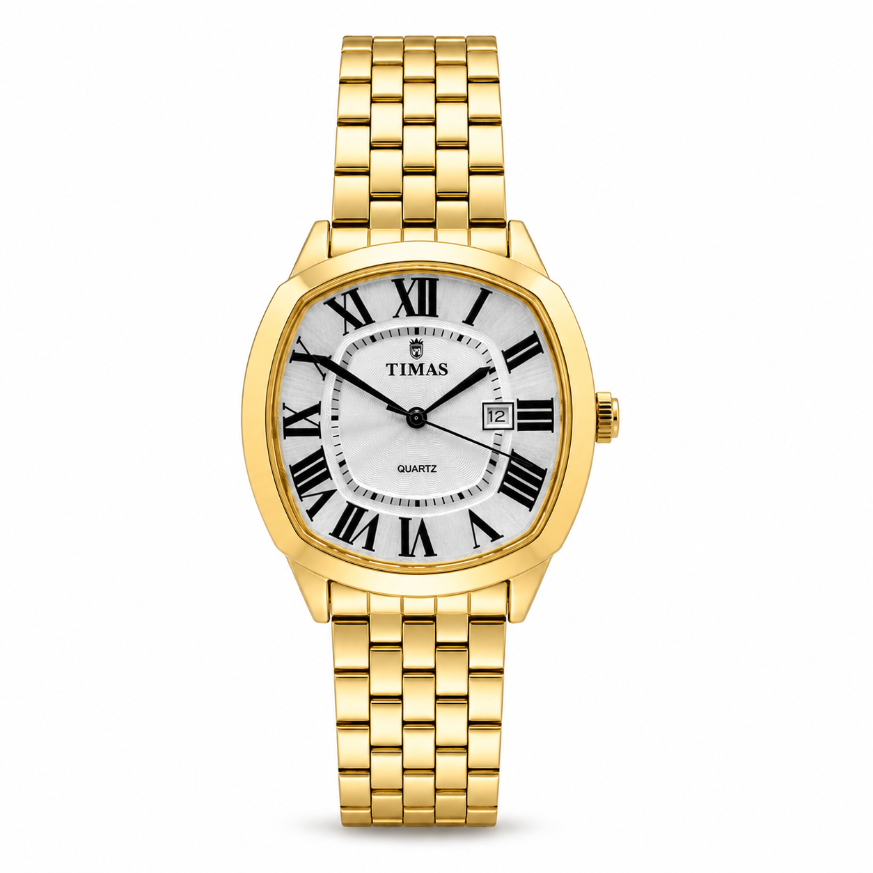 TIMAS Luxury Cushion Case Quartz Watch with Two-Tone Stainless Steel Bracelet (AWTM-00299)
