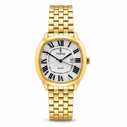 TIMAS Luxury Cushion Case Quartz Watch with Two-Tone Stainless Steel Bracelet (AWTM-00299)