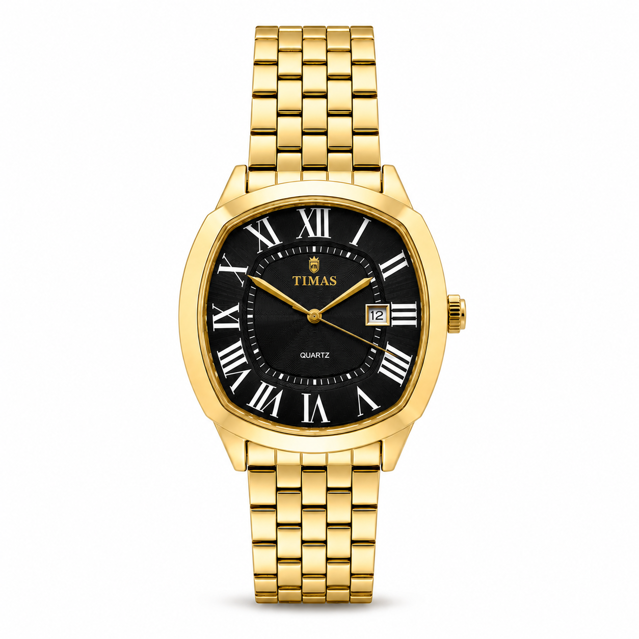 TIMAS Luxury Cushion Case Quartz Watch with Two-Tone Stainless Steel Bracelet (AWTM-00299)
