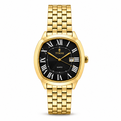 TIMAS Luxury Cushion Case Quartz Watch with Two-Tone Stainless Steel Bracelet (AWTM-00299)