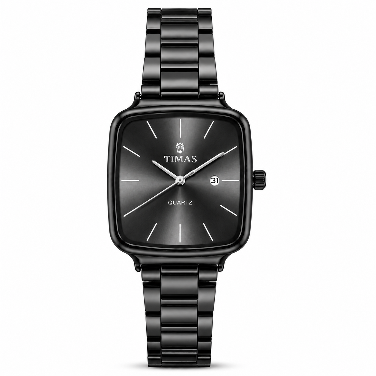 TIMAS Elegant Cushion Case Quartz Watch with Date Display (AWTM-00302)