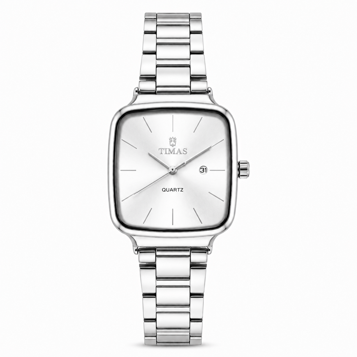 TIMAS Elegant Cushion Case Quartz Watch with Date Display (AWTM-00302)