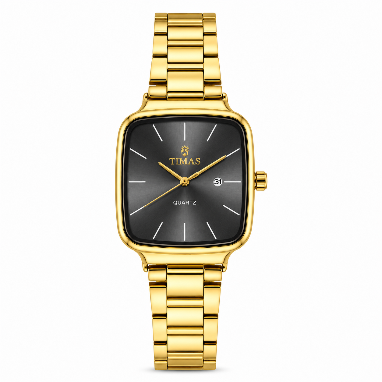 TIMAS Elegant Cushion Case Quartz Watch with Date Display (AWTM-00302)