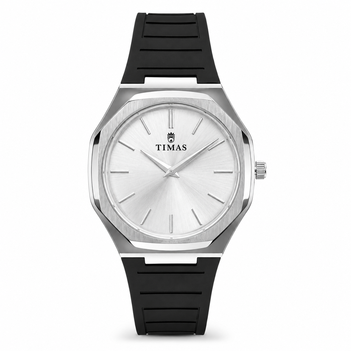 TIMAS Octagonal Bezel Minimalist Quartz Watch with Silicone Strap (AWTM-00305)