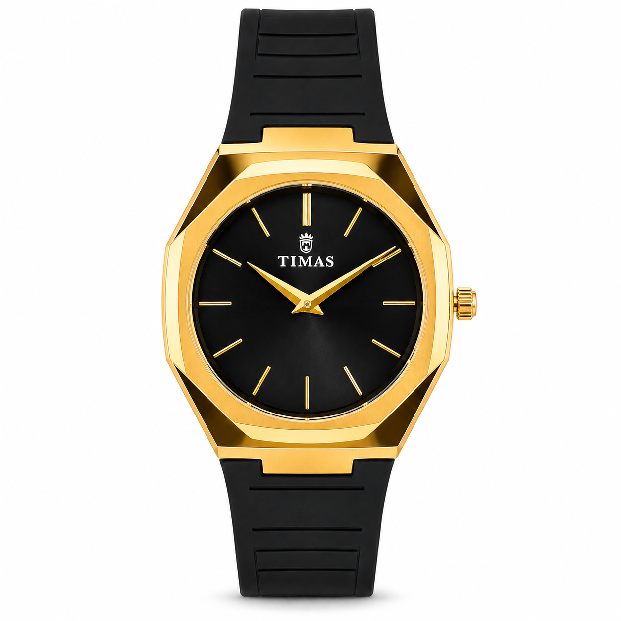TIMAS Octagonal Bezel Minimalist Quartz Watch with Silicone Strap (AWTM-00305)