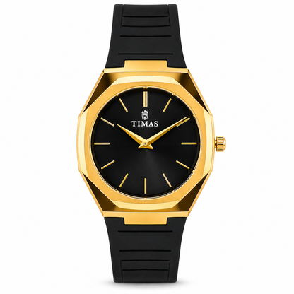 TIMAS Octagonal Bezel Minimalist Quartz Watch with Silicone Strap (AWTM-00305)