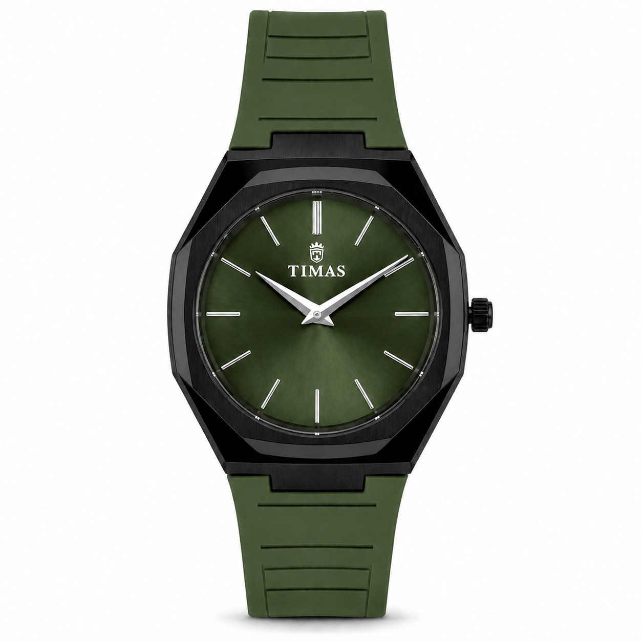 TIMAS Octagonal Bezel Minimalist Quartz Watch with Silicone Strap (AWTM-00305)