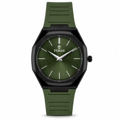 TIMAS Octagonal Bezel Minimalist Quartz Watch with Silicone Strap (AWTM-00305)