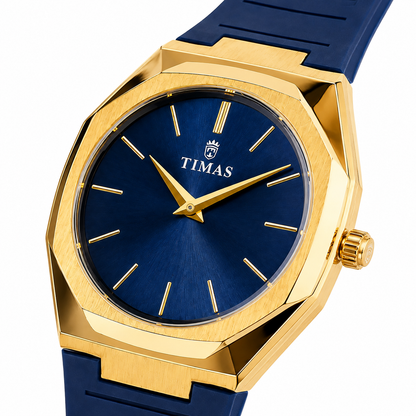 TIMAS Octagonal Bezel Minimalist Quartz Watch with Silicone Strap (AWTM-00305)