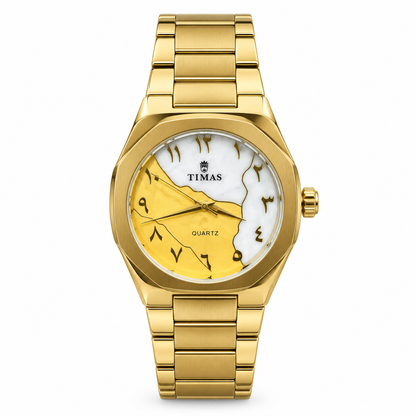 TIMAS Octagonal Bezel Dual-Split Map Dial Quartz Watch with Arabic Numerals (AWTM-00310)