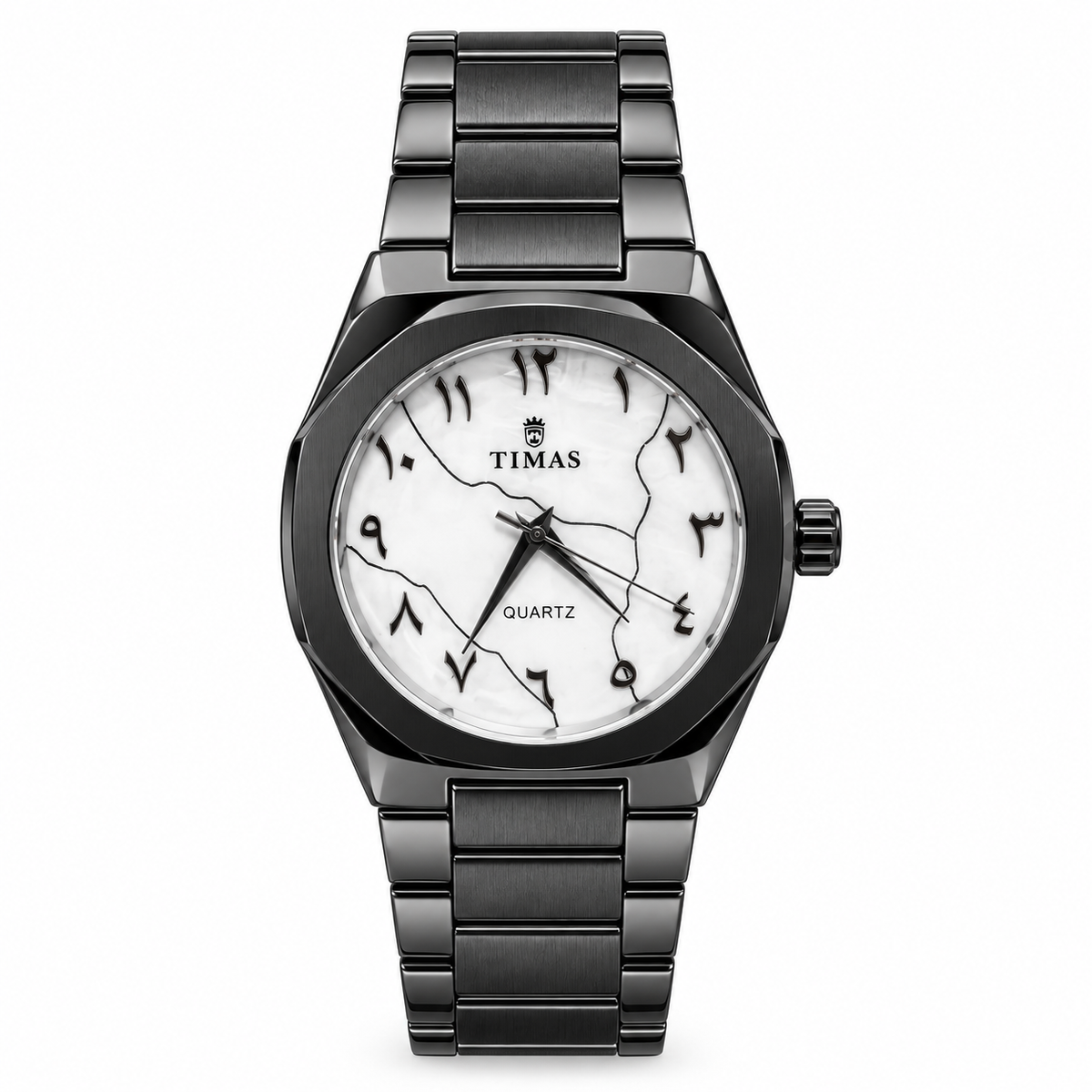 TIMAS Octagonal Bezel Dual-Split Map Dial Quartz Watch with Arabic Numerals (AWTM-00310)