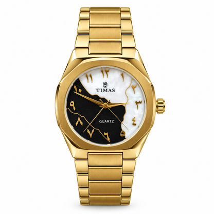 TIMAS Octagonal Bezel Dual-Split Map Dial Quartz Watch with Arabic Numerals (AWTM-00310)
