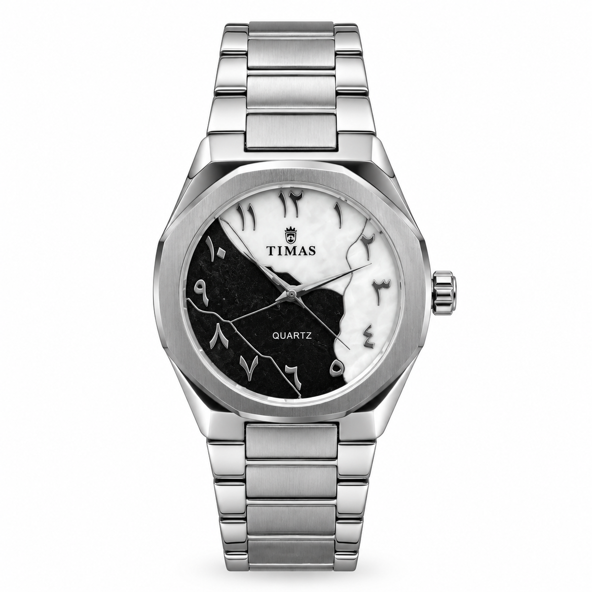 TIMAS Octagonal Bezel Dual-Split Map Dial Quartz Watch with Arabic Numerals (AWTM-00310)
