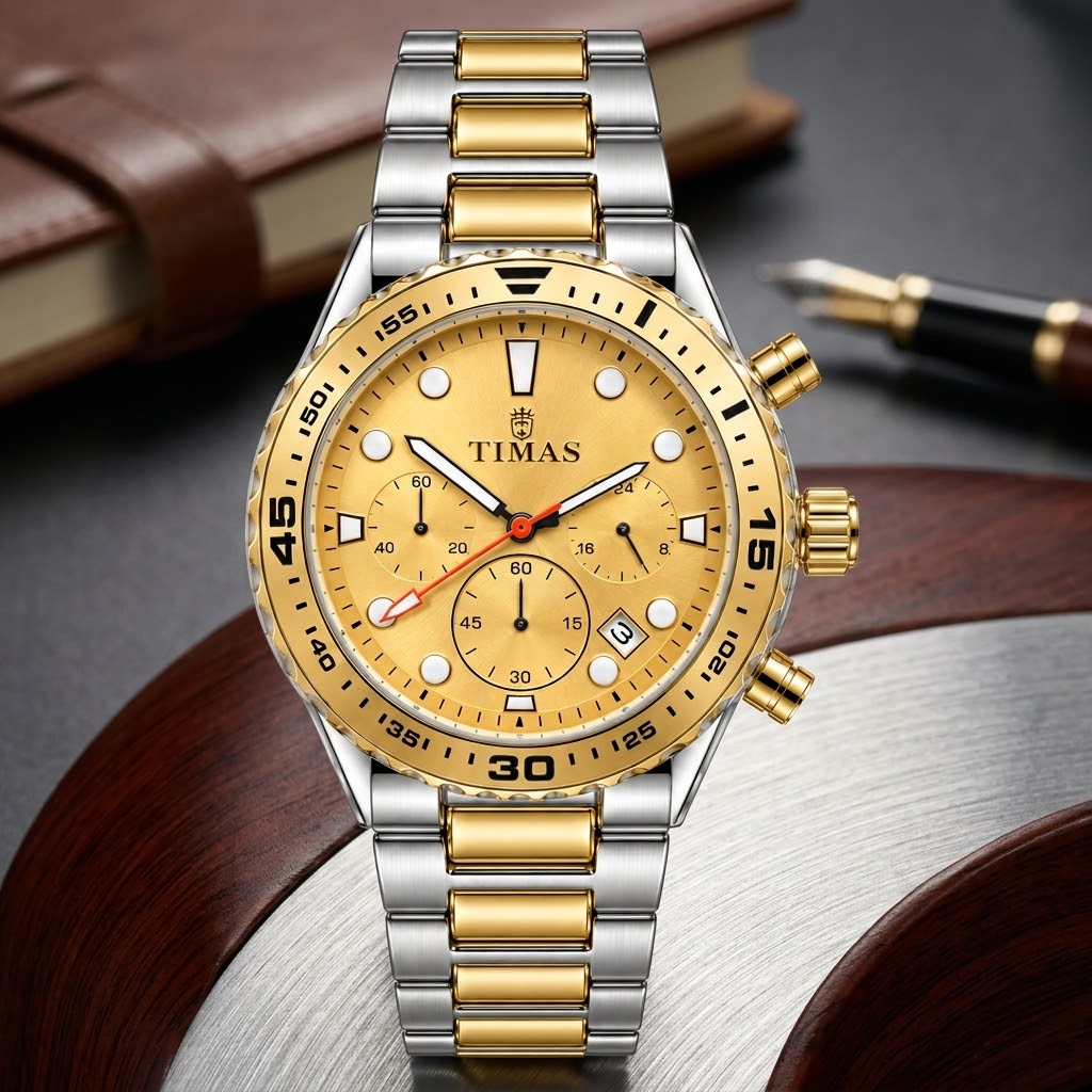 TIMAS Chronograph Quartz Watch with Functional Sub-Dials & Date Display (AWTM-00311)