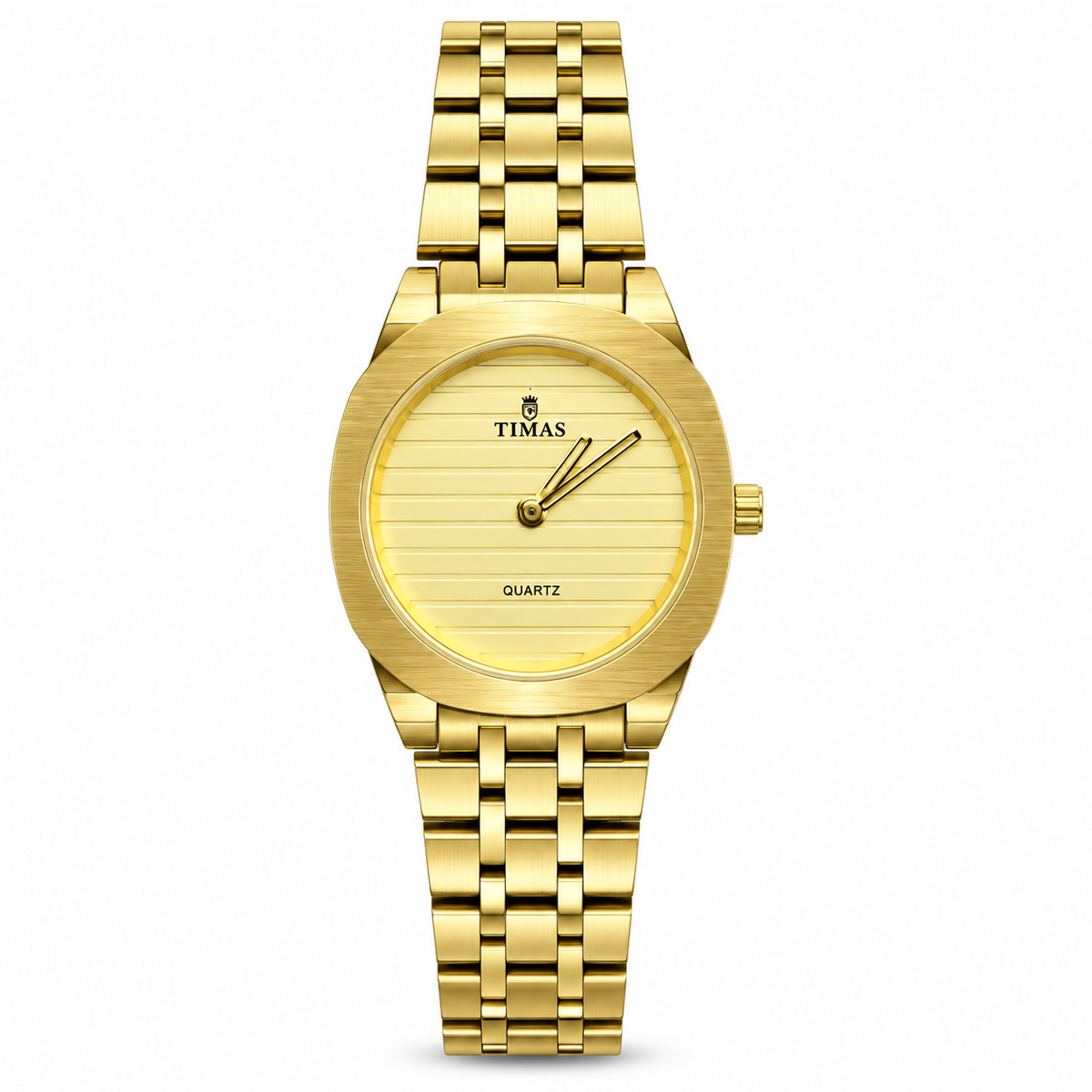 TIMAS Luxury Quartz Ladies Watch with Textured Line Dial & Metallic Chain Bracelet (AWTL-00312)