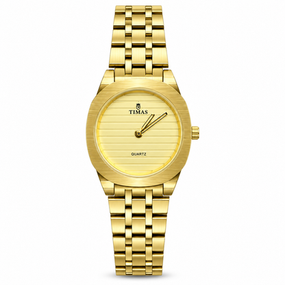 TIMAS Luxury Quartz Ladies Watch with Textured Line Dial & Metallic Chain Bracelet (AWTL-00312)