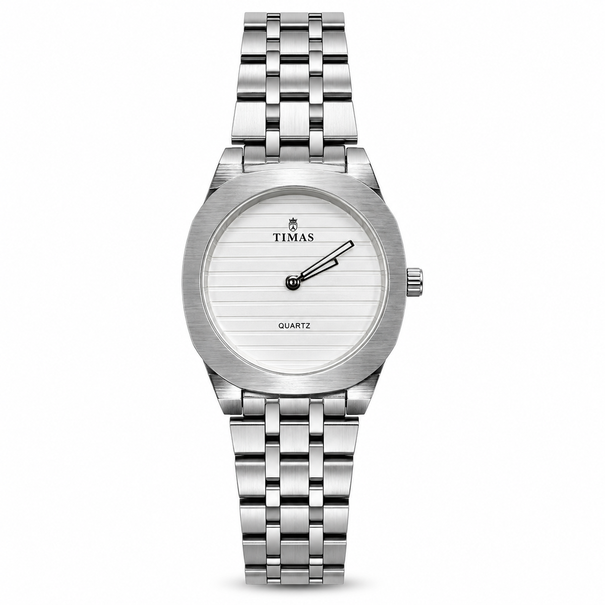 TIMAS Luxury Quartz Ladies Watch with Textured Line Dial & Metallic Chain Bracelet (AWTL-00312)