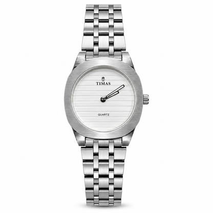 TIMAS Luxury Quartz Ladies Watch with Textured Line Dial & Metallic Chain Bracelet (AWTL-00312)