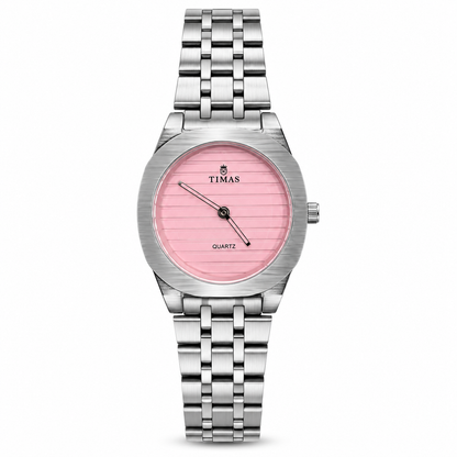 TIMAS Luxury Quartz Ladies Watch with Textured Line Dial & Metallic Chain Bracelet (AWTL-00312)