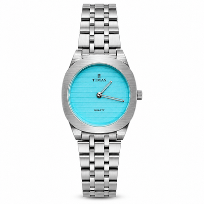 TIMAS Luxury Quartz Ladies Watch with Textured Line Dial & Metallic Chain Bracelet (AWTL-00312)