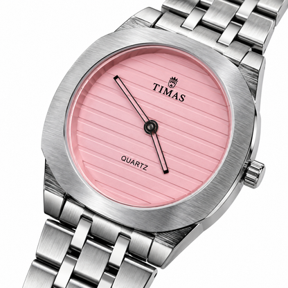 TIMAS Luxury Quartz Ladies Watch with Textured Line Dial & Metallic Chain Bracelet (AWTL-00312)