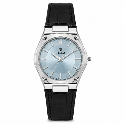 TIMAS Luxury Quartz Men's Watch with Textured Rim Dial & Leather Strap (AWTM-00313)