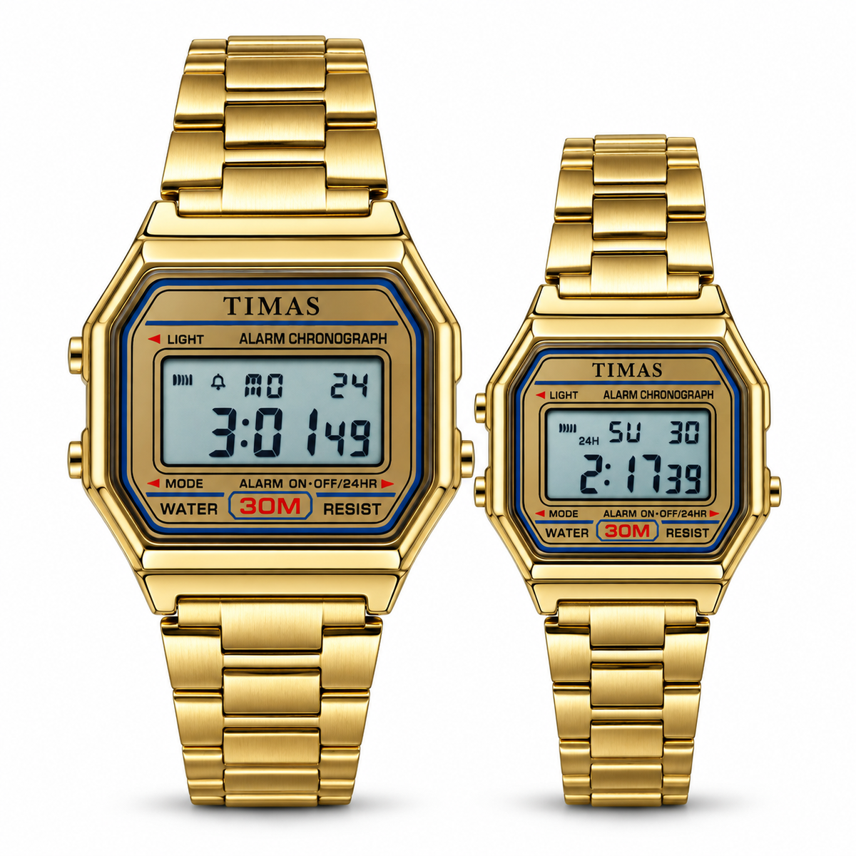 TIMAS Vintage Digital Couple Watch with Alarm, LED Backlight & Chronograph (AWTC-00316)