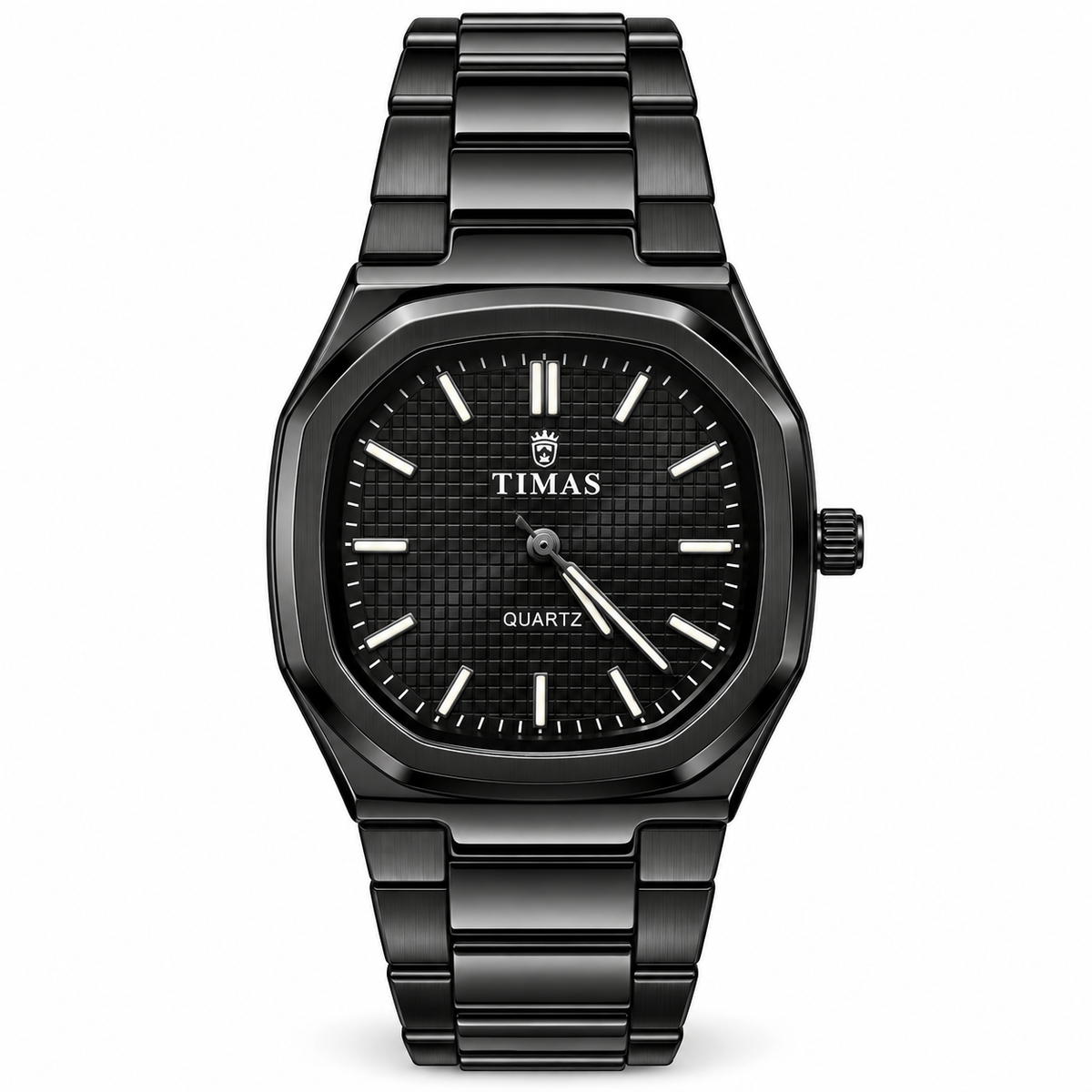 TIMAS Quartz Men's Watch with Grid Textured Dial & Metallic Bracelet (AWTM-00317)