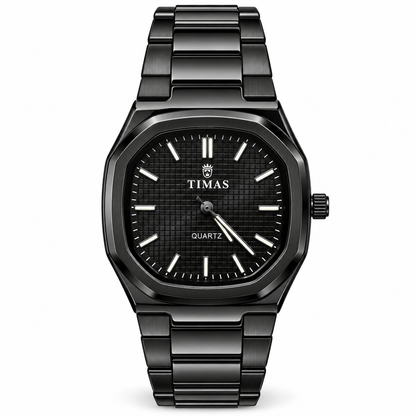 TIMAS Quartz Men's Watch with Grid Textured Dial & Metallic Bracelet (AWTM-00317)
