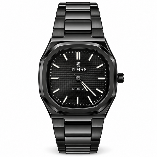 TIMAS Quartz Men's Watch with Grid Textured Dial & Metallic Bracelet (AWTM-00317)