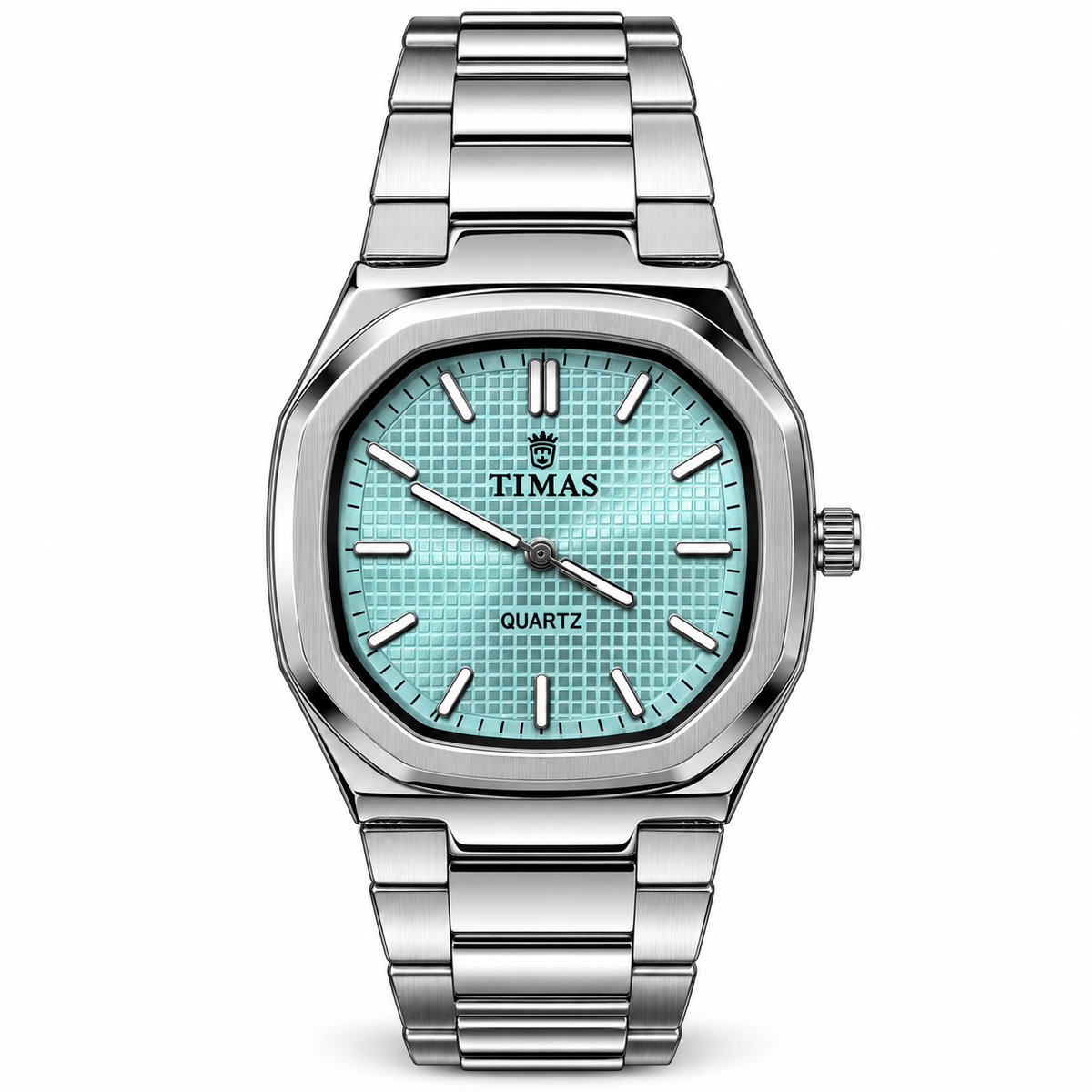 TIMAS Quartz Men's Watch with Grid Textured Dial & Metallic Bracelet (AWTM-00317)