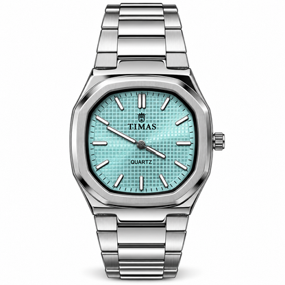 TIMAS Quartz Men's Watch with Grid Textured Dial & Metallic Bracelet (AWTM-00317)